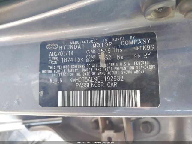 KMHCT5AE9EU192932 Hyundai ACCENT GS