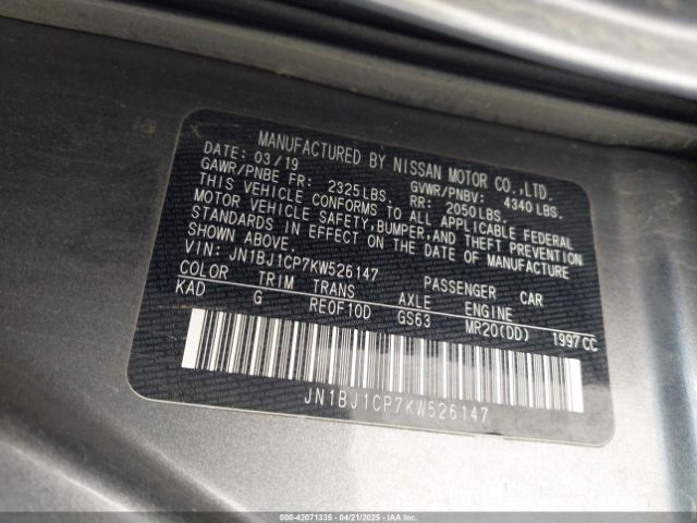 JN1BJ1CP7KW526147 Nissan Rogue Sport Sv
