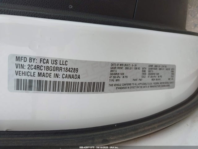 2C4RC1BG0RR184289 Chrysler 2024
