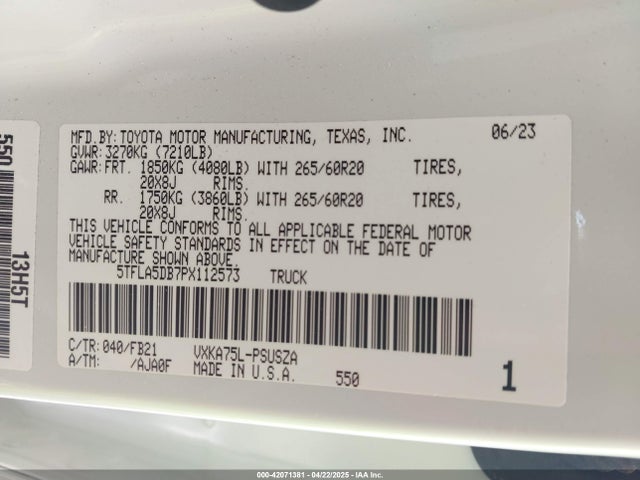 5TFLA5DB7PX112573 Toyota Tundra Sr5