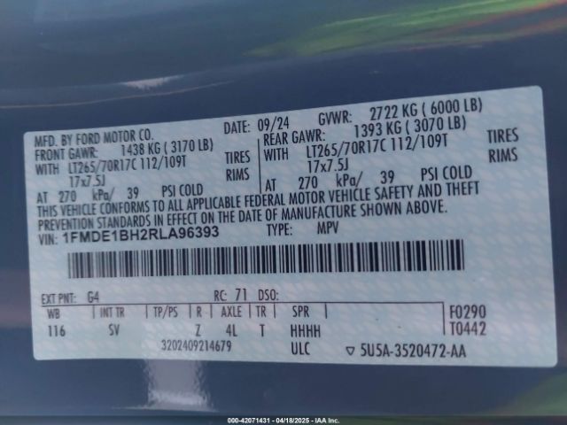 1FMDE1BH2RLA96393 Ford Bronco Black Diamond