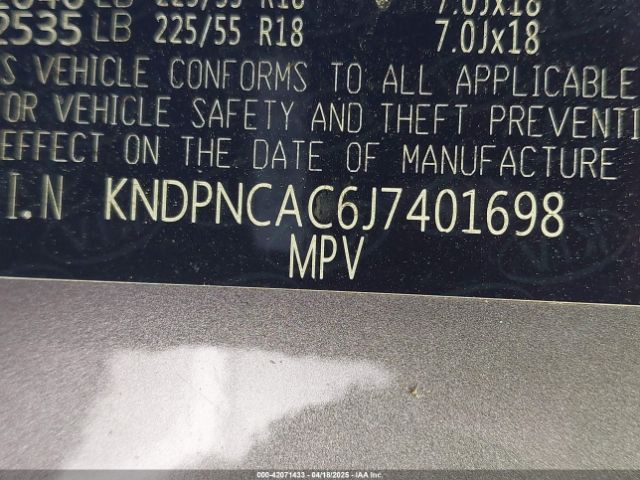 KNDPNCAC6J7401698 KIA Sportage Ex