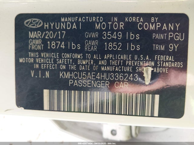 KMHCU5AE4HU336243 Hyundai Accent Sport
