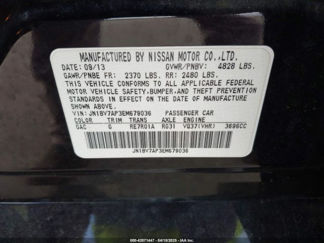 JN1BV7AP3EM679036 Infiniti Q50 Premium
