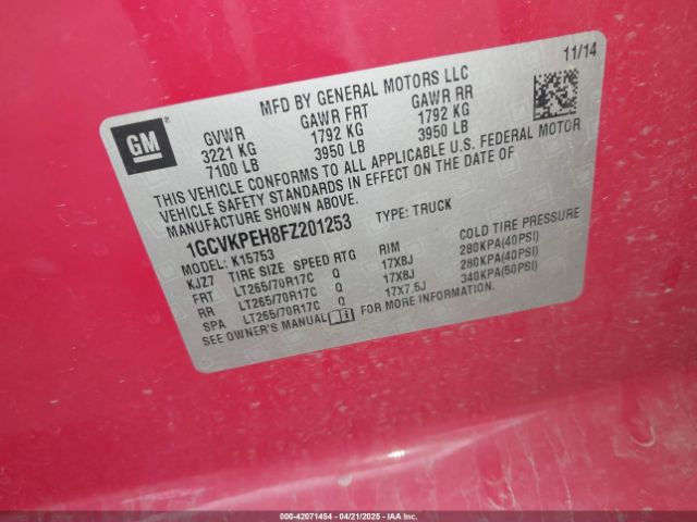 1GCVKPEH8FZ201253 Chevrolet Silverado 1500 Wt
