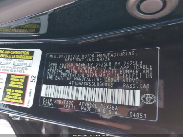 4T1DAACK5SU060848 Toyota CAMRY SE