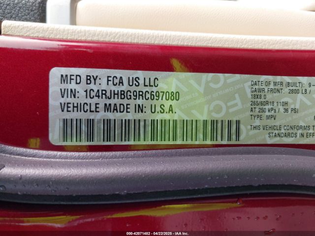 1C4RJHBG9RC697080 Jeep Grand Cherokee Limited 4x4