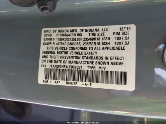 7FARW2H51LE007051 Honda Cr-v Awd Ex