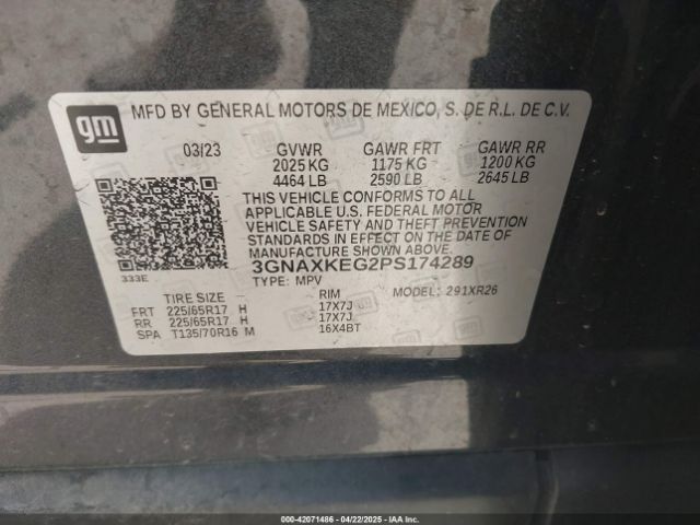3GNAXKEG2PS174289 Chevrolet Equinox Fwd Lt