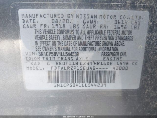 3N1CP5BV1LL544239 Nissan Kicks S Xtronic Cvt