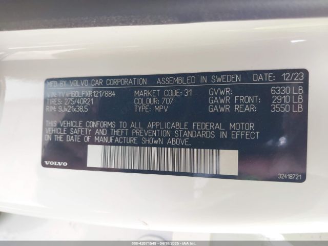 2024 VOLVO XC90 RECHARGE PLUG-IN HYBRID YV4H60LFXR1217884 Photo 8