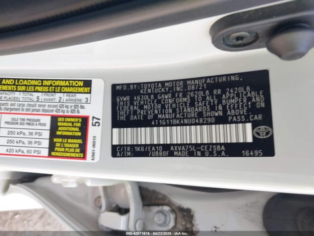 4T1G11BK4NU048290 Toyota Camry Se Awd