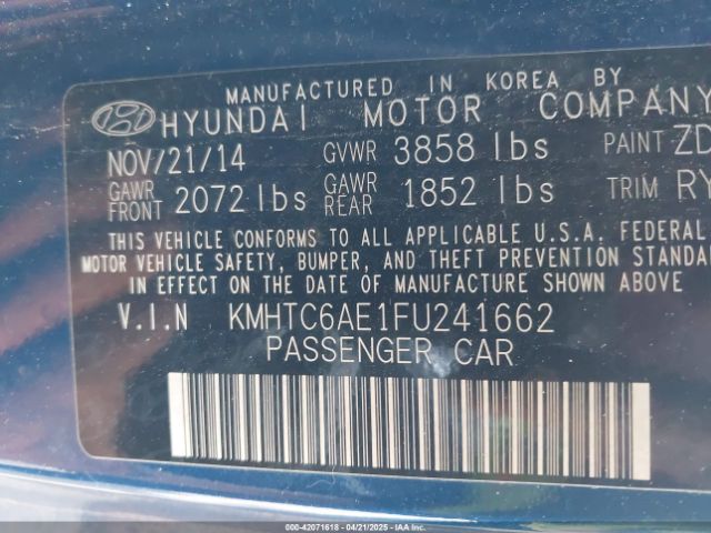 KMHTC6AE1FU241662 Hyundai Veloster Turbo