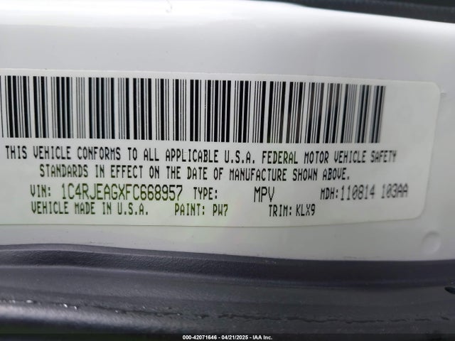1C4RJEAGXFC668957 Jeep 2015
