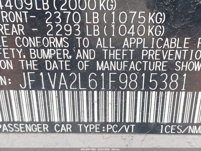 JF1VA2L61F9815381 Subaru Wrx Sti