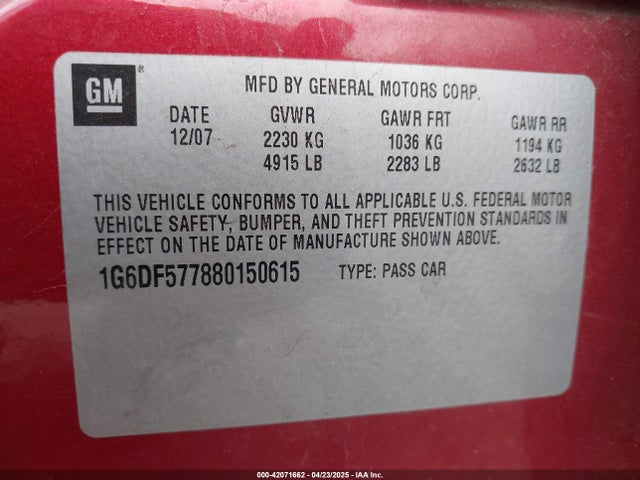 2008 CADILLAC CTS 1G6DF577880150615 Photo 8