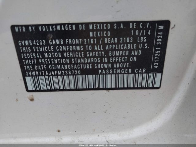 3VWB17AJ4FM238720 Volkswagen Jetta 1.8t Se