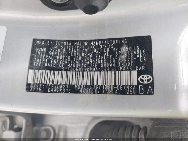 5YFBURHE3KP941064 Toyota COROLLA LE