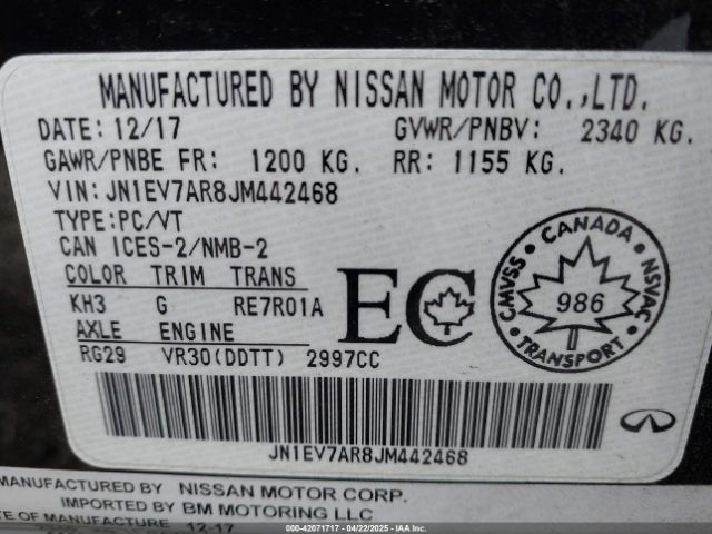 JN1EV7AR8JM442468 Infiniti Q50 3.0t Luxe/3.0t Sport