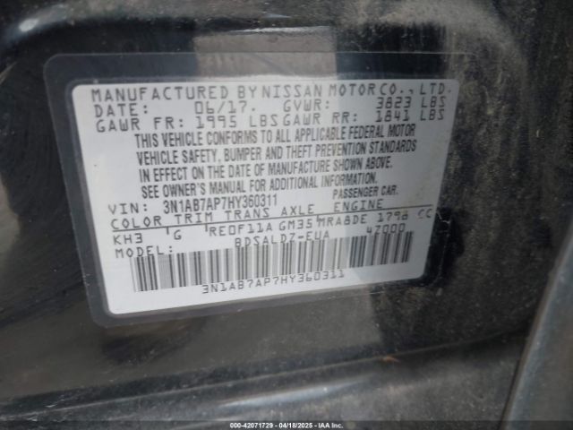 3N1AB7AP7HY360311 Nissan SENTRA SV