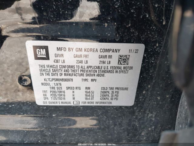 2022 CHEVROLET TRAX KL7CJPSM8NB565978 Photo 8
