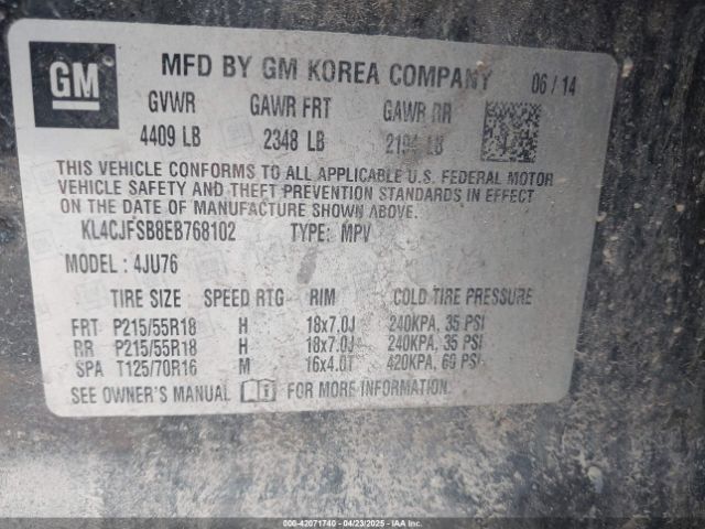 KL4CJFSB8EB768102 Buick Encore Convenience