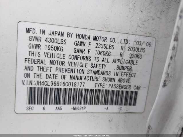 2006 ACURA TSX JH4CL96816C018177 Photo 8