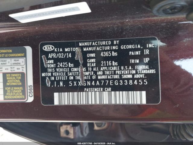 5XXGN4A77EG338455 KIA OPTIMA EX