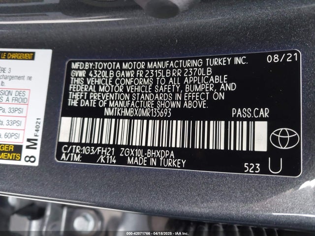 Toyota C-HR LE 2021 NMTKHMBX0MR135693 Image 9