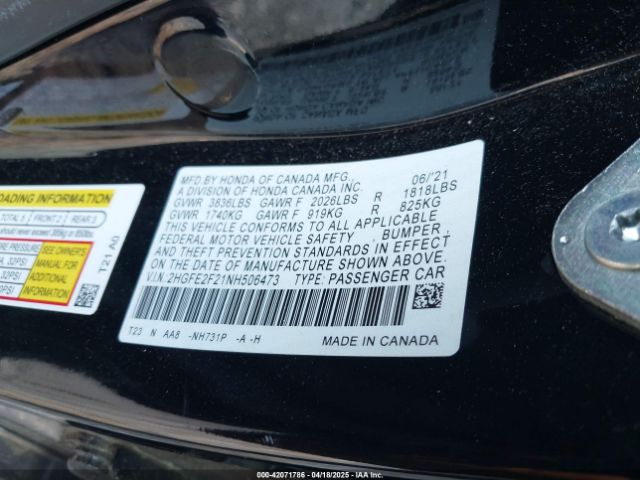 2HGFE2F21NH506473 Honda Civic Lx