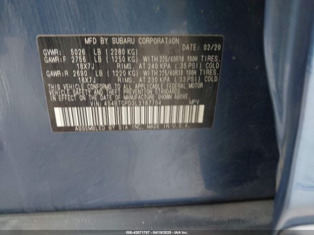 4S4BTGPD3L3187704 Subaru Outback Touring Xt