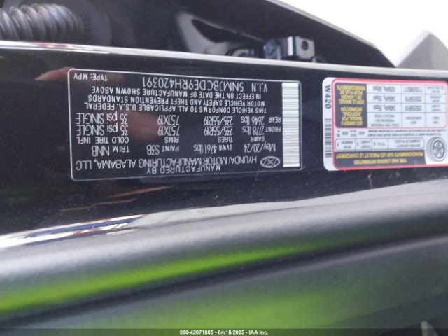 5NMJBCDE9RH420391 Hyundai TUCSON SEL