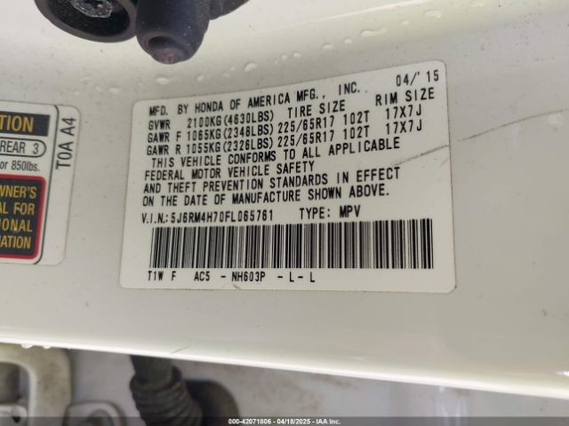 5J6RM4H70FL065761 Honda k24w9