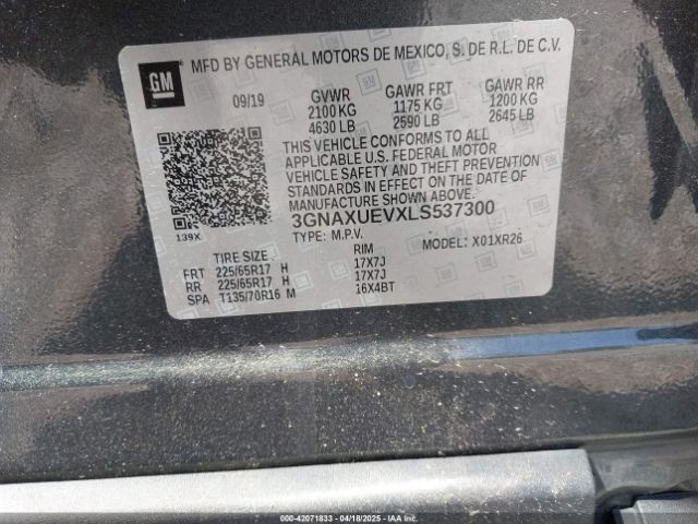 3GNAXUEVXLS537300 Chevrolet Equinox Awd Lt 1.5l Turbo