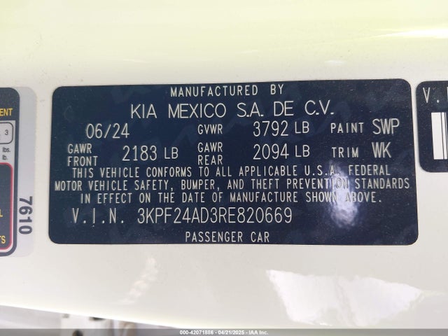 KIA mpi nu 2024 3KPF24AD3RE820669 Image 9