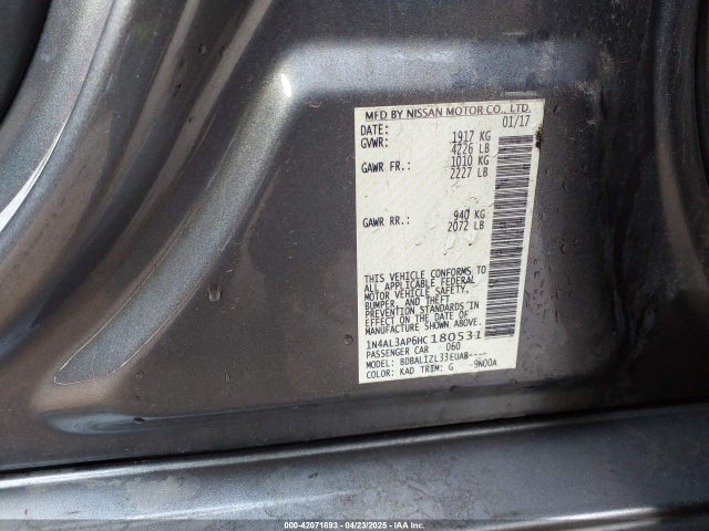 1N4AL3AP6HC180531 Nissan Altima 2.5 Sv