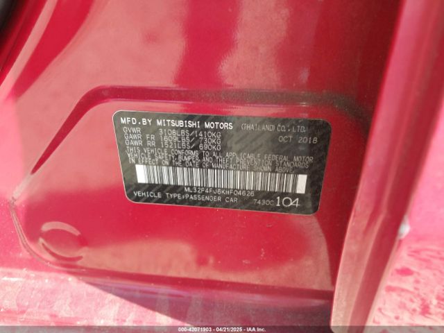 ML32F4FJ6KHF04626 Mitsubishi Mirage G4 Se