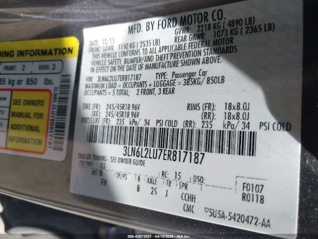 3LN6L2LU7ER817187 Lincoln MKZ HYBRID