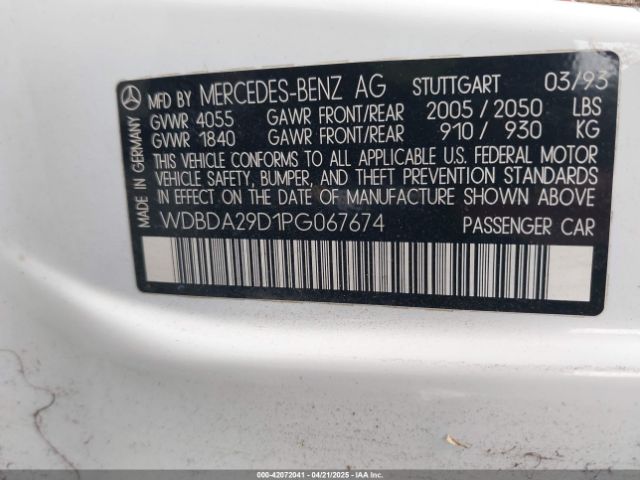 1993 MERCEDES-BENZ 190 WDBDA29D1PG067674 Photo 8