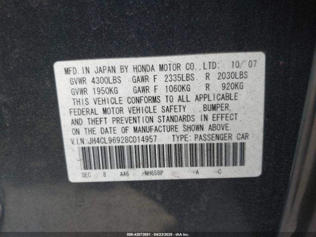 2008 ACURA TSX JH4CL96928C014957 Photo 8