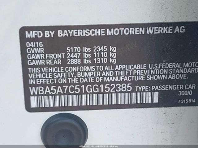 WBA5A7C51GG152385 BMW 528i Xdrive