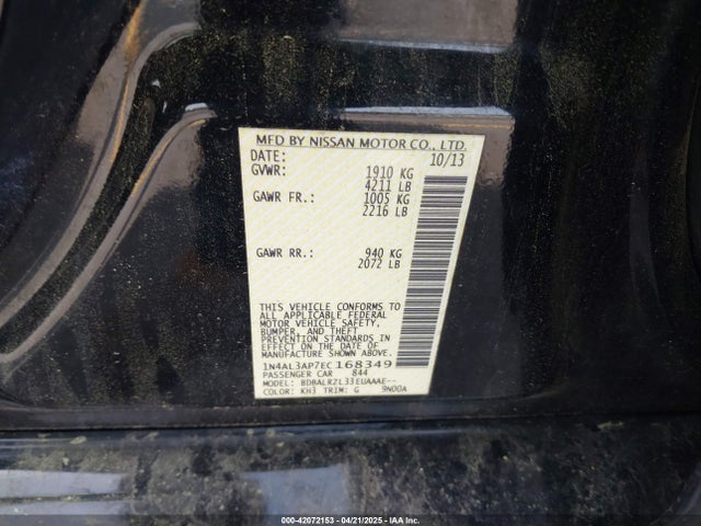 Nissan Altima 2.5 S 2014 1N4AL3AP7EC168349 Image 9