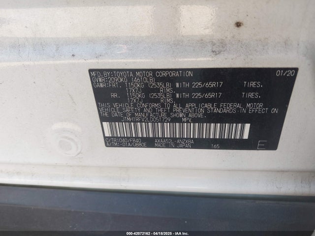 JTMH1RFV2LD051729 Toyota RAV4 LE