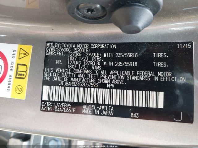 JTJBARBZ4G2057593 Lexus Nx 200t F Sport