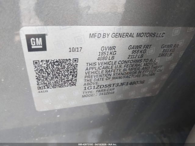 1G1ZD5ST3JF148036 Chevrolet MALIBU LT