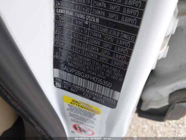 SALVP2BGXFH035350 Land Rover Range Rover Evoque Pure