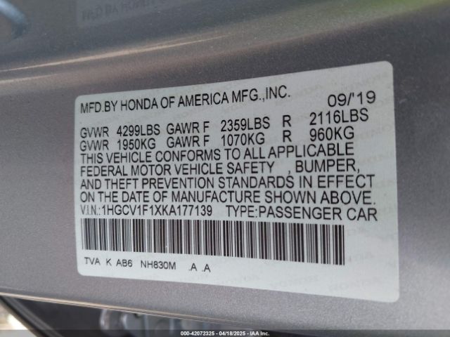 1HGCV1F1XKA177139 Honda ACCORD LX