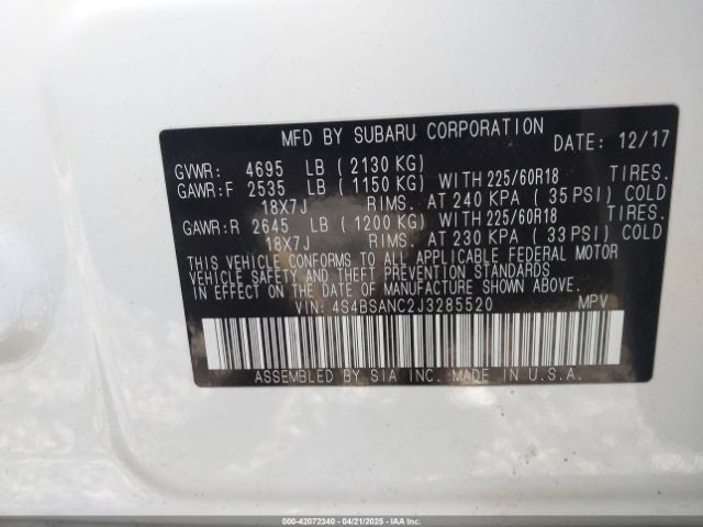 4S4BSANC2J3285520 Subaru Outback 2.5i Limited