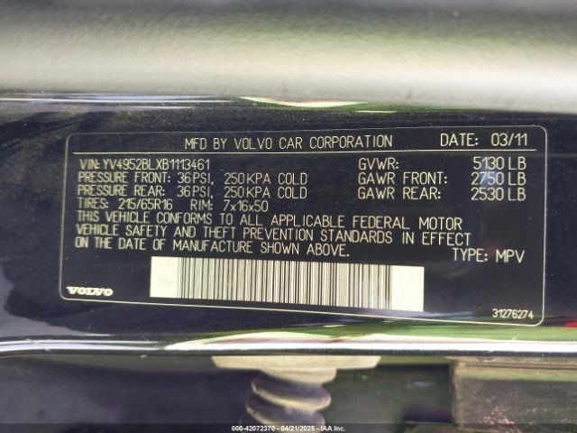 2011 VOLVO XC70 YV4952BLXB1113461 Photo 8