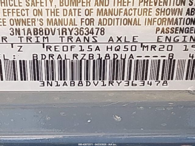 3N1AB8DV1RY363478 Nissan Sentra Sr Xtronic Cvt